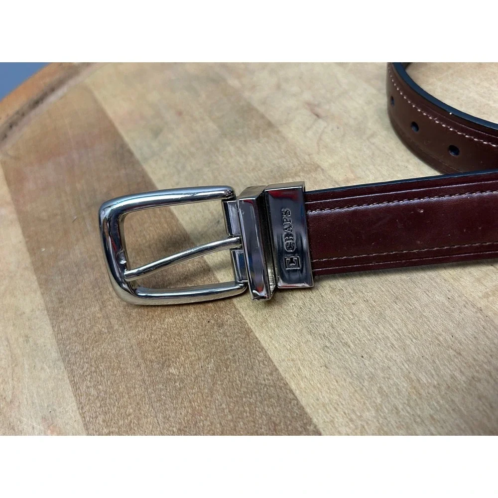 Chaps Belt Boys M‎ Black Brown Reversible Manmade Leather 12CH0111 Silver Buckle